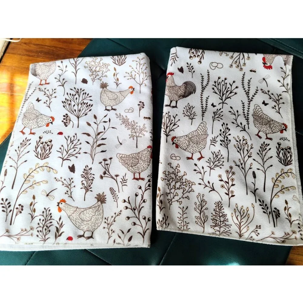Farmhouse Kitchen Towels Set Rooster Decor Country Cottage Decoration Dish Cloth